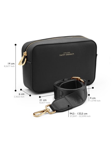 ATELIERS SAINT GERMAIN Leder-Umhängetasche in Schwarz - (B)21 x (H)14 x (T)6 cm