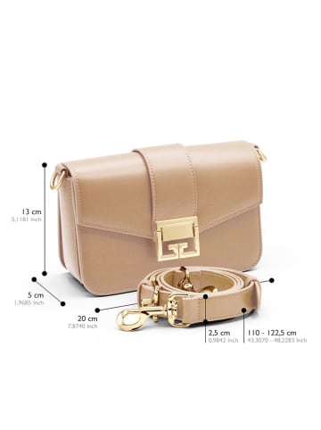 ATELIERS SAINT GERMAIN Leren schoudertas beige - (B)20 x (H)13 x (D)5 cm