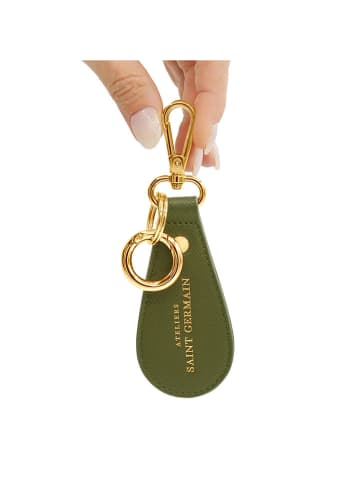 ATELIERS SAINT GERMAIN Skórzany brelok w kolorze khaki do kluczy - dł. 14 cm