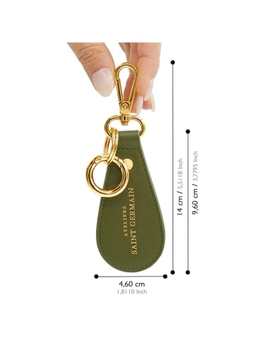 ATELIERS SAINT GERMAIN Skórzany brelok w kolorze khaki do kluczy - dł. 14 cm