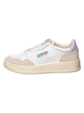 AUTRY Skórzane sneakersy "Medalist Low" w kolorze beżowo-fioletowo-białym