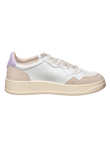 AUTRY Skórzane sneakersy "Medalist Low" w kolorze beżowo-fioletowo-białym