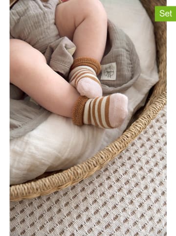 Lässig 3er-Set: Babysocken in Rosa/ Hellbraun