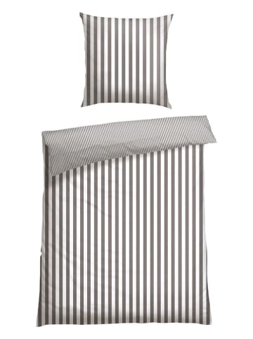 Schiesser Fijnbiber beddengoedset grijs/wit
