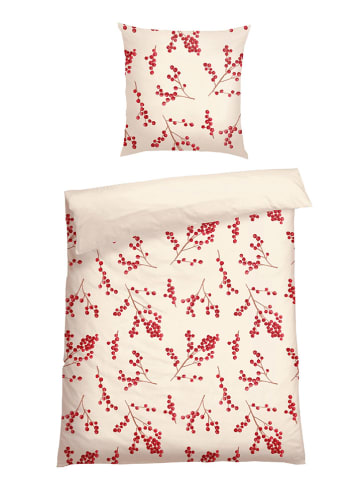Schiesser Feinbiber-Bettwäsche-Set "Rowan" in Creme/ Rot
