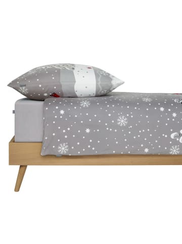 Schiesser Fijnbiber beddengoedset "Telso" grijs/rood