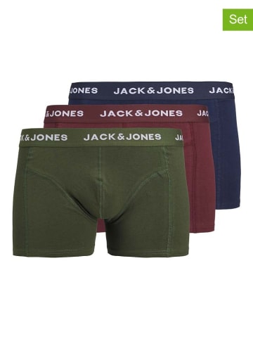 Jack & Jones 3-delige set: boxershorts "Teo" bordeaux/kaki/donkerblauw