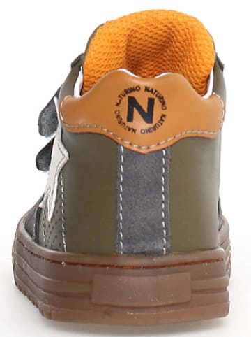Naturino Leder-Sneakers "Hess" in Khaki/ Dunkelblau/ Orange