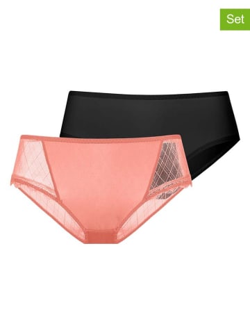Dorina 2er-Set: Slips "Imani" in Koralle/ Schwarz