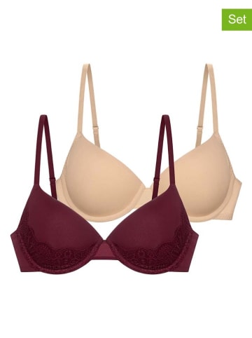 Dorina 2-delige set: voorgevormde beha's "Lorena" bordeaux/beige