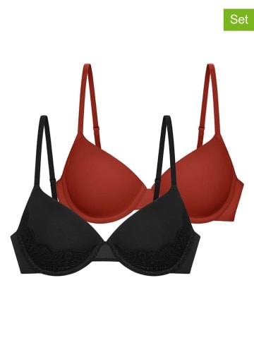 Dorina 2er-Set: Schalen-BHs "Lorena" in Schwarz/ Rot