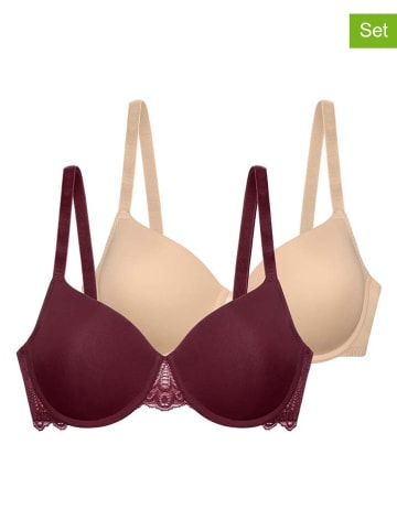 Dorina 2-delige set: voorgevormde beha's "Lorena" bordeaux/beige