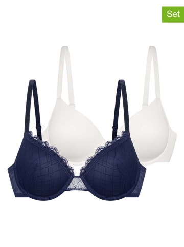 Dorina 2er-Set: Bügel-BHs "Imani" in Dunkelblau/ Creme