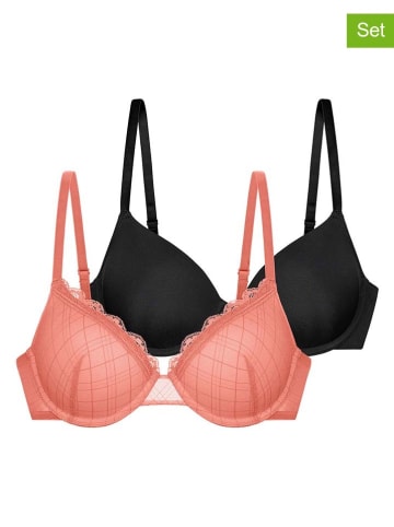 Dorina 2-delige set: beugelbeha's "Imani" koraalrood/zwart