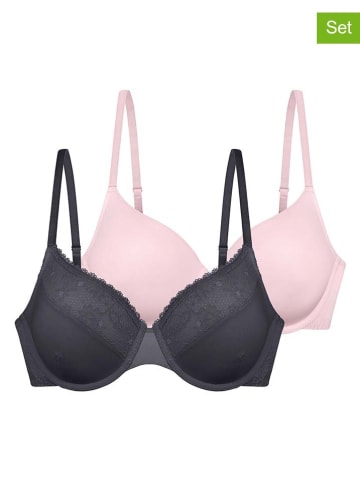 Dorina 2-delige set: beugelbeha's "Radha" antraciet/lichtroze