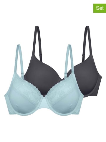Dorina 2er-Set: Bügel-BHs "Radha" in Hellblau/ Anthrazit