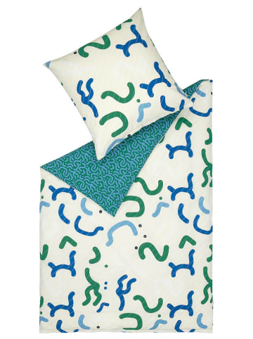 ESPRIT Renforcé-Bettwäsche-Set "Crinkles" in Creme/ Blau/ Grün