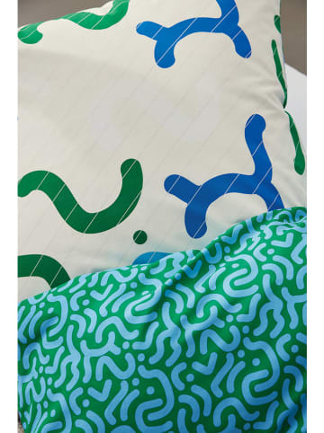 ESPRIT Renforcé beddengoedset "Crinkles" crème/blauw/groen