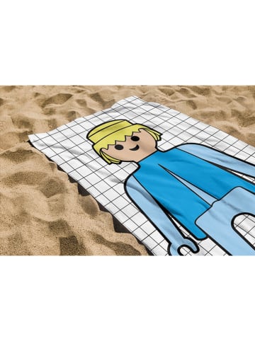 Playmobil Strandtuch "Playmobil Boy" in Weiß/ Blau/ Gelb - (L)140 x (B)75 cm