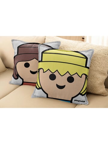 Playmobil Poduszka "Playmobil Boy" w kolorze biało-kremowo-żółtym - 45 x 45 cm