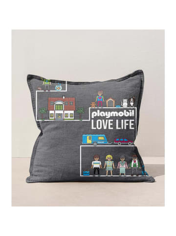 Playmobil Kissen "Love Life" in Anthrazit - (L)45 x (B)45 cm