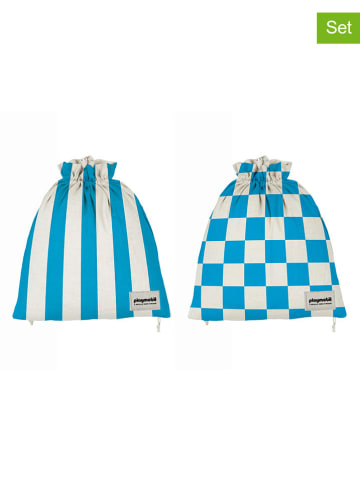Playmobil 2er-Set: Reisebeutel in Weiß/ Blau - (B)30 x (H)40 cm