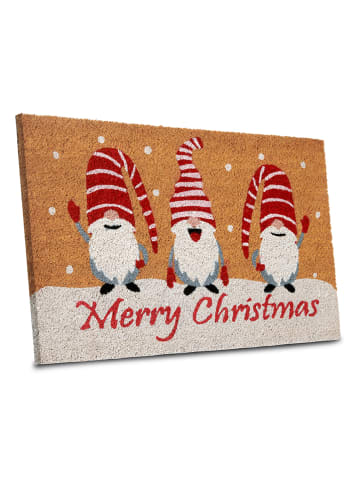 Hanse Home Kokos-deurmat ''Merry Gnomes'' lichtbruin/rood/wit