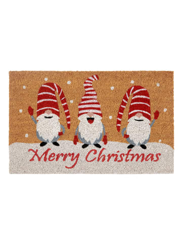 Hanse Home Kokos-deurmat ''Merry Gnomes'' lichtbruin/rood/wit
