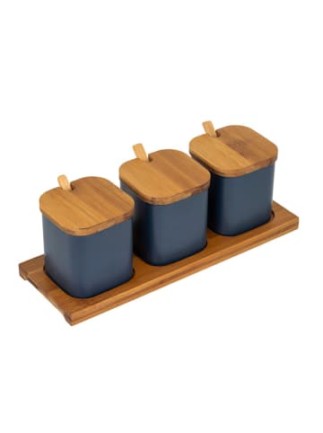 Chefware 4tlg. Set: Vorratsbehälter in Anthrazit - (B)29,8 x (H)10,5 x (T)9 cm