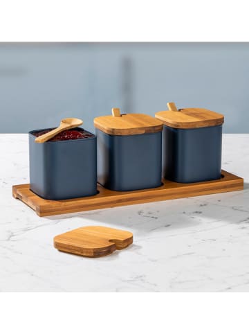 Chefware 4tlg. Set: Vorratsbehälter in Anthrazit - (B)29,8 x (H)10,5 x (T)9 cm