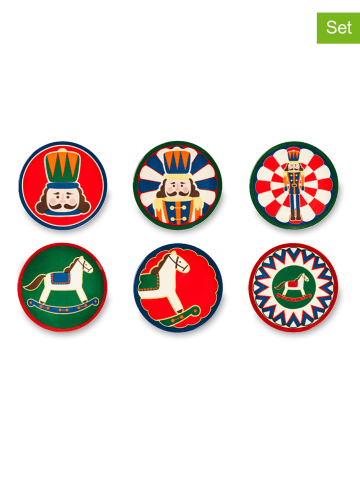 Trendy Kitchen by EXCÉLSA Talerzyki deserowe (6 szt.) w kolorze czerwono-zielonym - Ø 15 cm