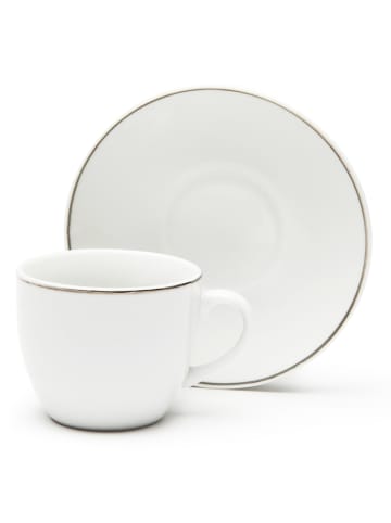 Trendy Kitchen by EXCÉLSA 6er-Set: Kaffeetassen "Platinum" in Weiß/ Silber - 70 ml