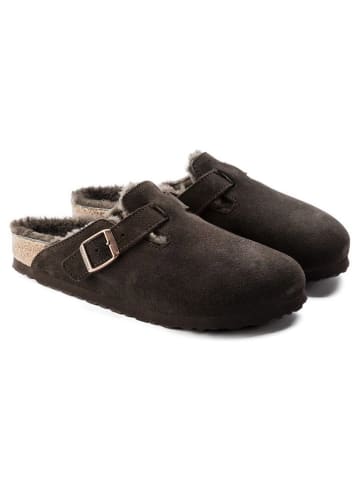 Birkenstock Leren slippers "Boston" bruin