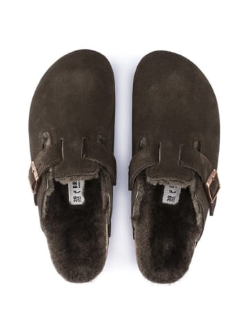 Birkenstock Leren slippers "Boston" bruin