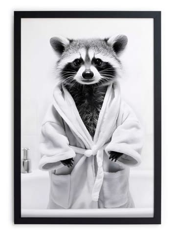 Folkifreckles Gerahmter Kunstdruck "Racoon Bath" - (B)30 x (H)40 cm
