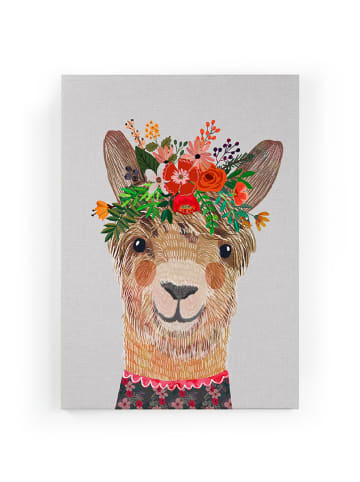 Folkifreckles Druk na płótnie "Floral Lama" - 40 x 60 cm