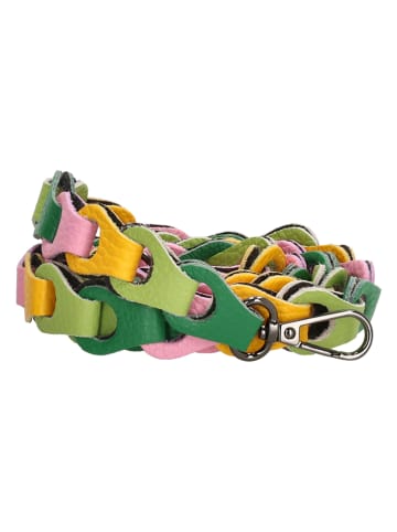 Charm Skórzany pasek w kolorze zielono-żółto-różowym do torebki - 135 x 2 cm
