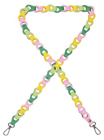 Charm Skórzany pasek w kolorze zielono-żółto-różowym do torebki - 135 x 2 cm