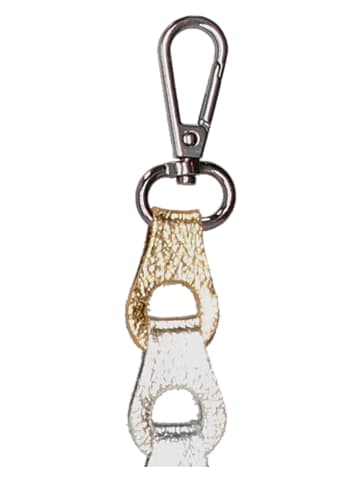Charm Skórzany pasek w kolorze srebrno-złotym do torebki - 110 x 2 cm