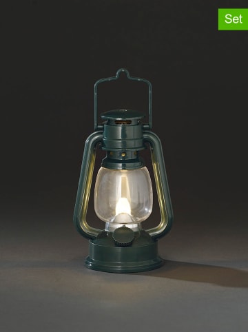 Konstsmide LED-Sturmlaterne in Grün/ Warmweiß - (B)10 x (H)15,5 x (T)8 cm