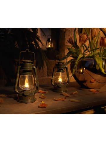 Konstsmide LED-Sturmlaterne in Grün/ Warmweiß - (B)10 x (H)15,5 x (T)8 cm