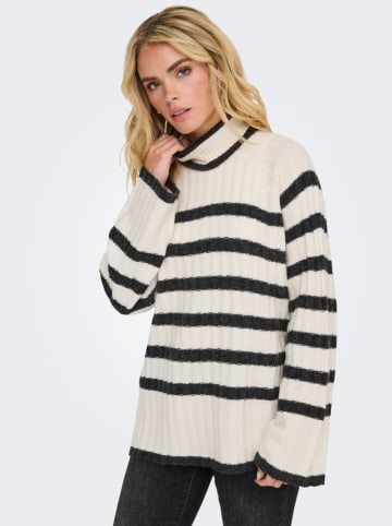JDY Pullover in Creme/ Schwarz