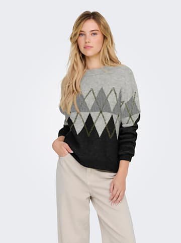 JDY Pullover in Grau/ Schwarz