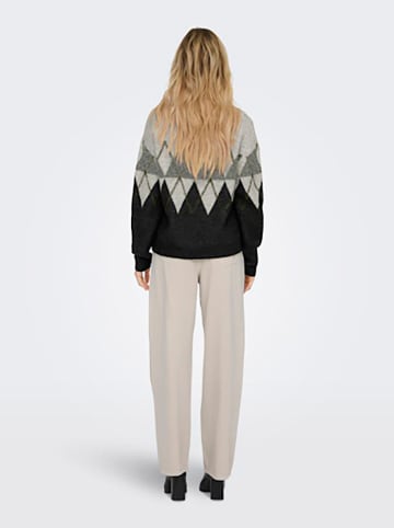 JDY Pullover in Grau/ Schwarz