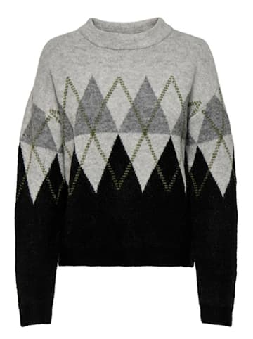 JDY Pullover in Grau/ Schwarz