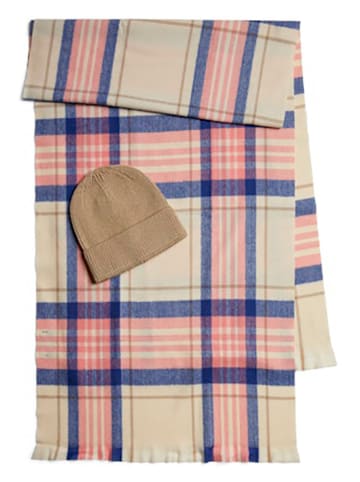 Pieces Sjaal beige/lichtroze/donkerblauw - (L)180 x (B)55