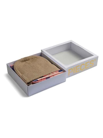 Pieces Sjaal beige/lichtroze/donkerblauw - (L)180 x (B)55