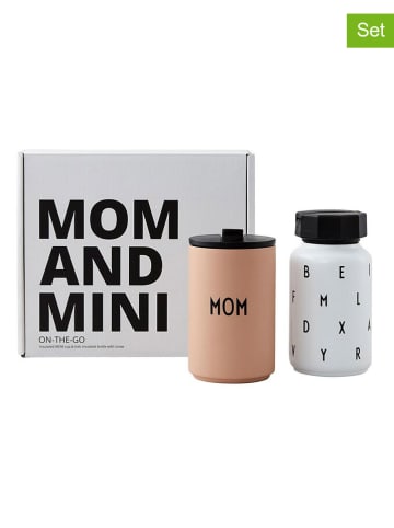 Design Letters 2-częściowy zestaw "Mom and Mini" w kolorze jasnoróżowo-białym - 330 ml