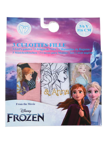 Disney Frozen Majtki (3 pary) "Kraina Lodu" w kolorze jasnoróżowym, szarym i białym