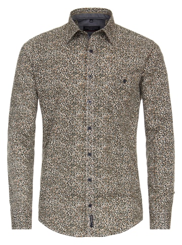 CASAMODA Blouse - casual fit - donkergroen/camel